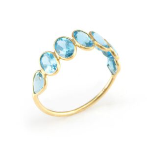 טבעת זהב 18K עם אבני טופז תכלת