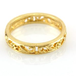 טבעת נישואין עדינה בזהב 14K עשויה בדוגמת פיליגרין עבה