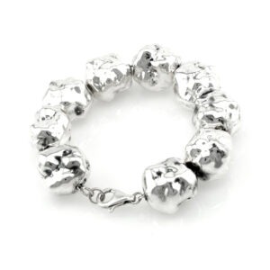 צמיד כסף חלול עשוי מחרוזים דמויי אבן