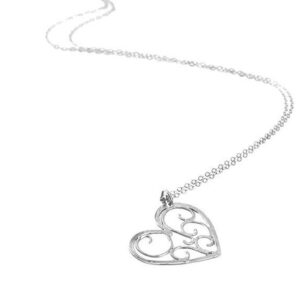 שרשרת כסף עם תליון לב תחרה