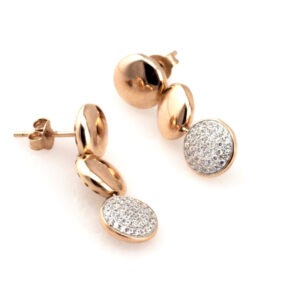 עגילי שלושת עיגולי הזהב, מעוטרים בזירקונים דמויי יהלום